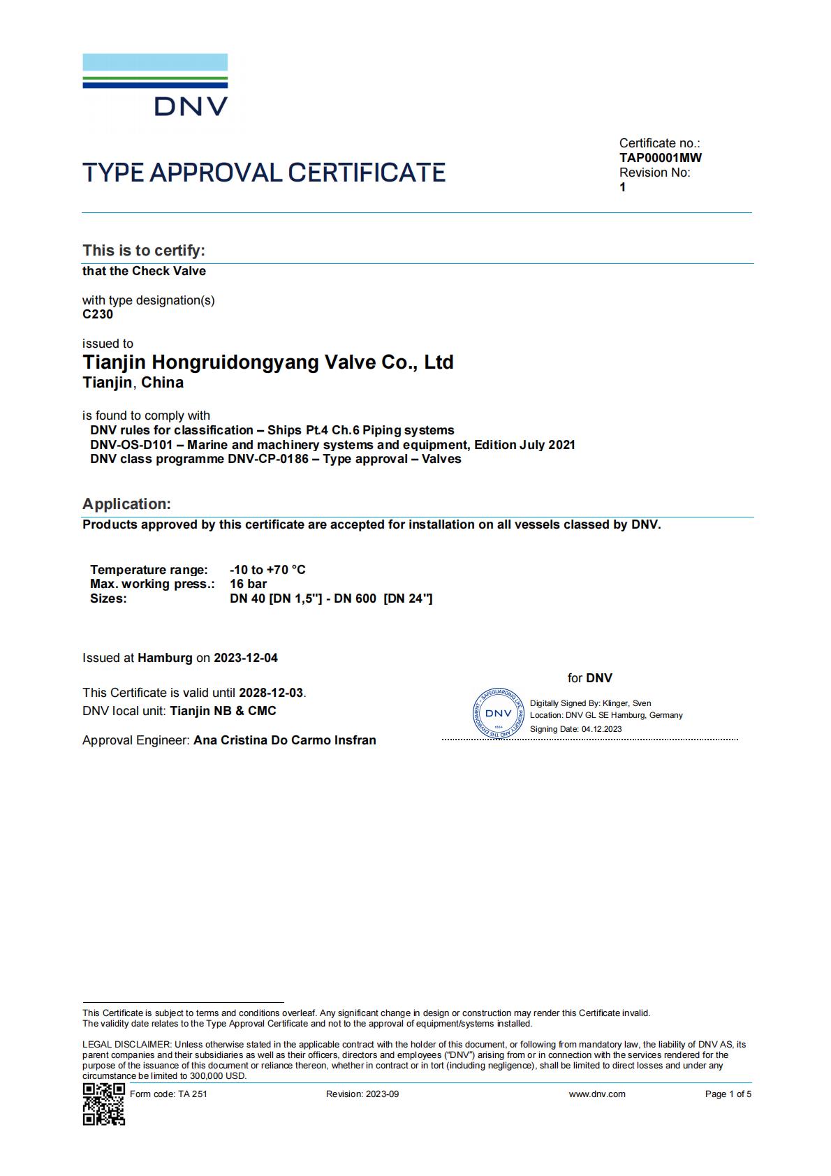 DNV Type Approval