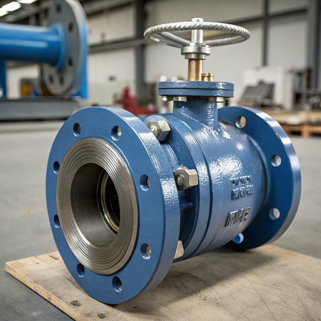 Industrial ball valve showing internal ball mechanism and loss coefficient characteristics