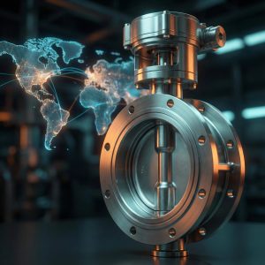 High-performance industrial butterfly valve with global connectivity network visualization