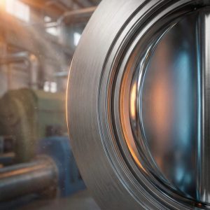 Close-up view of metal seated butterfly valve sealing surface in industrial environment