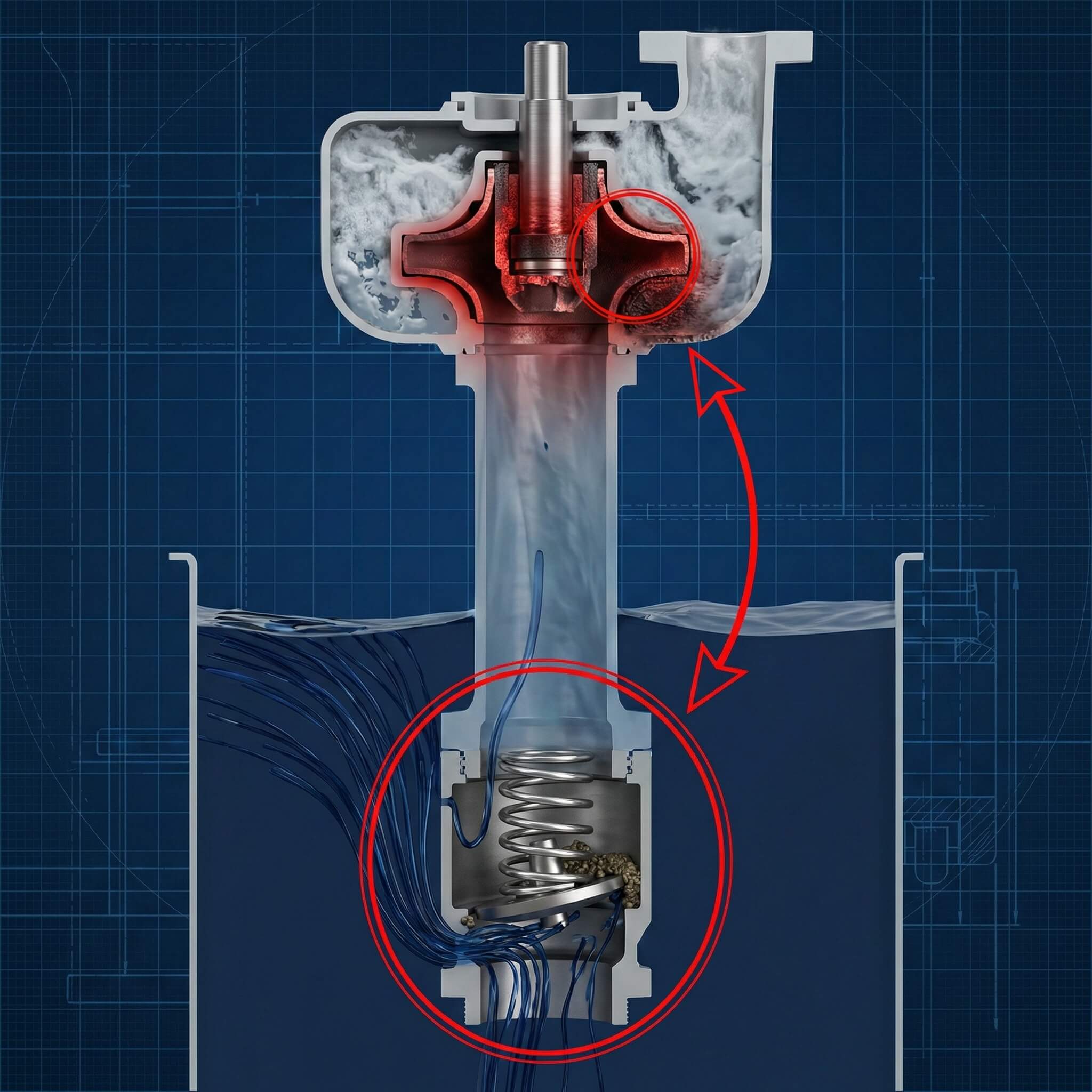 Damaged pump impeller and seals