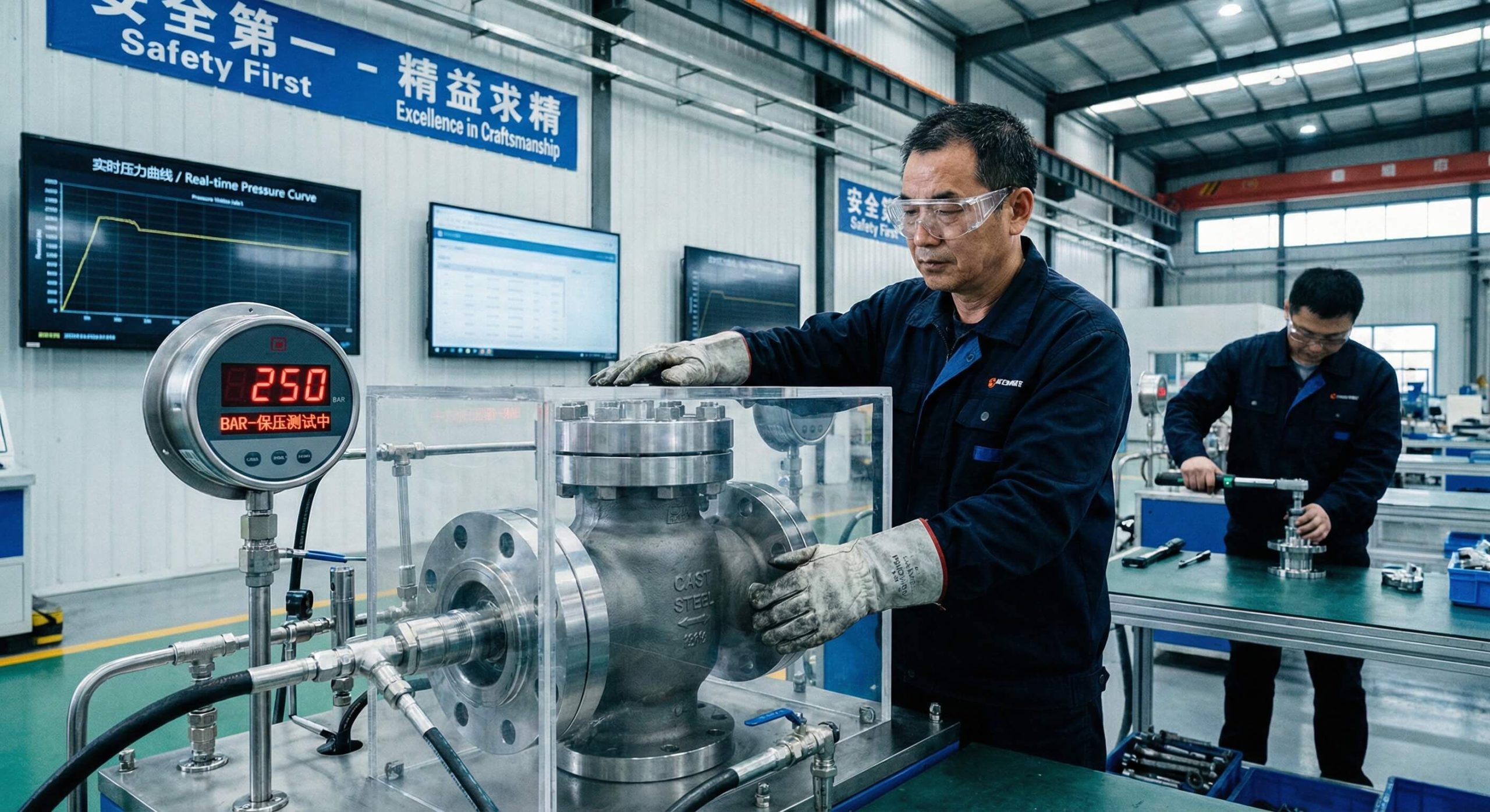 Assembly line with pressure testing