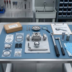 Ball valve repair kit with seats, packing, gaskets, and stem seals