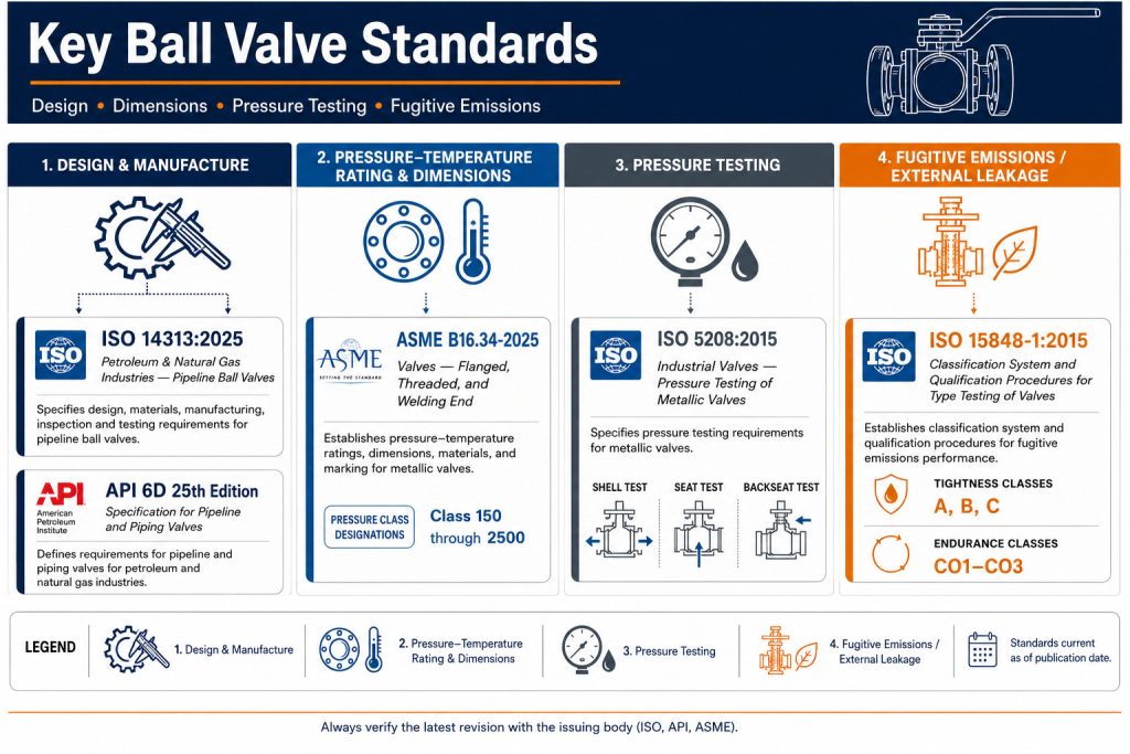 Ball valve datasheet checklist for design standards and qualification tests
