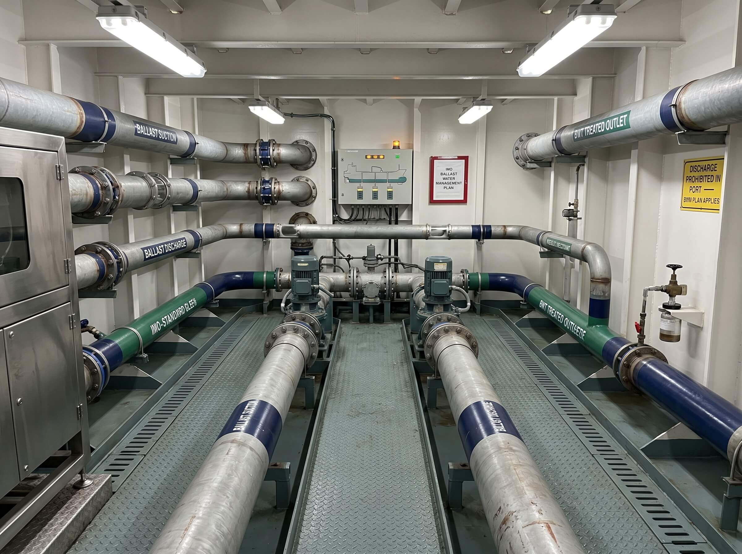 Ballast water management system piping