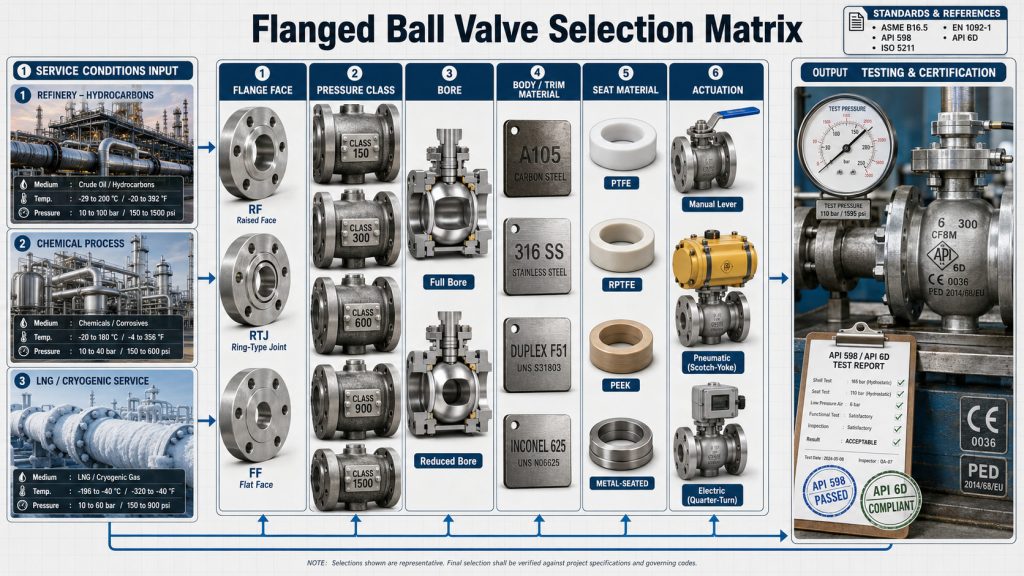best flanged ball valve selection matrix for industrial piping