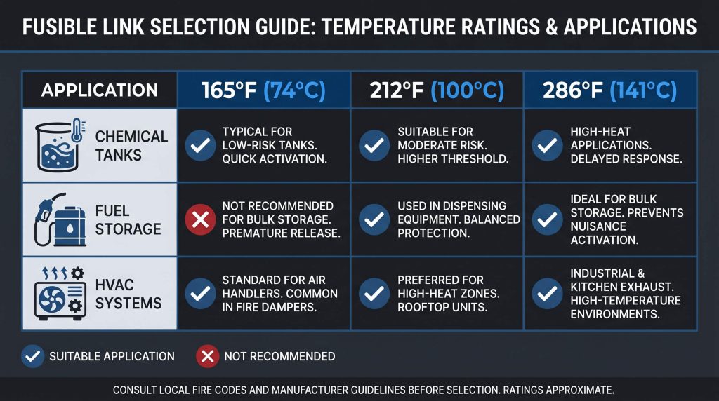 Fusible Link Temperature Selection Guide