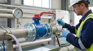 new-ball-valve-pressure-test-flange-joint-leak-inspection-commissioning