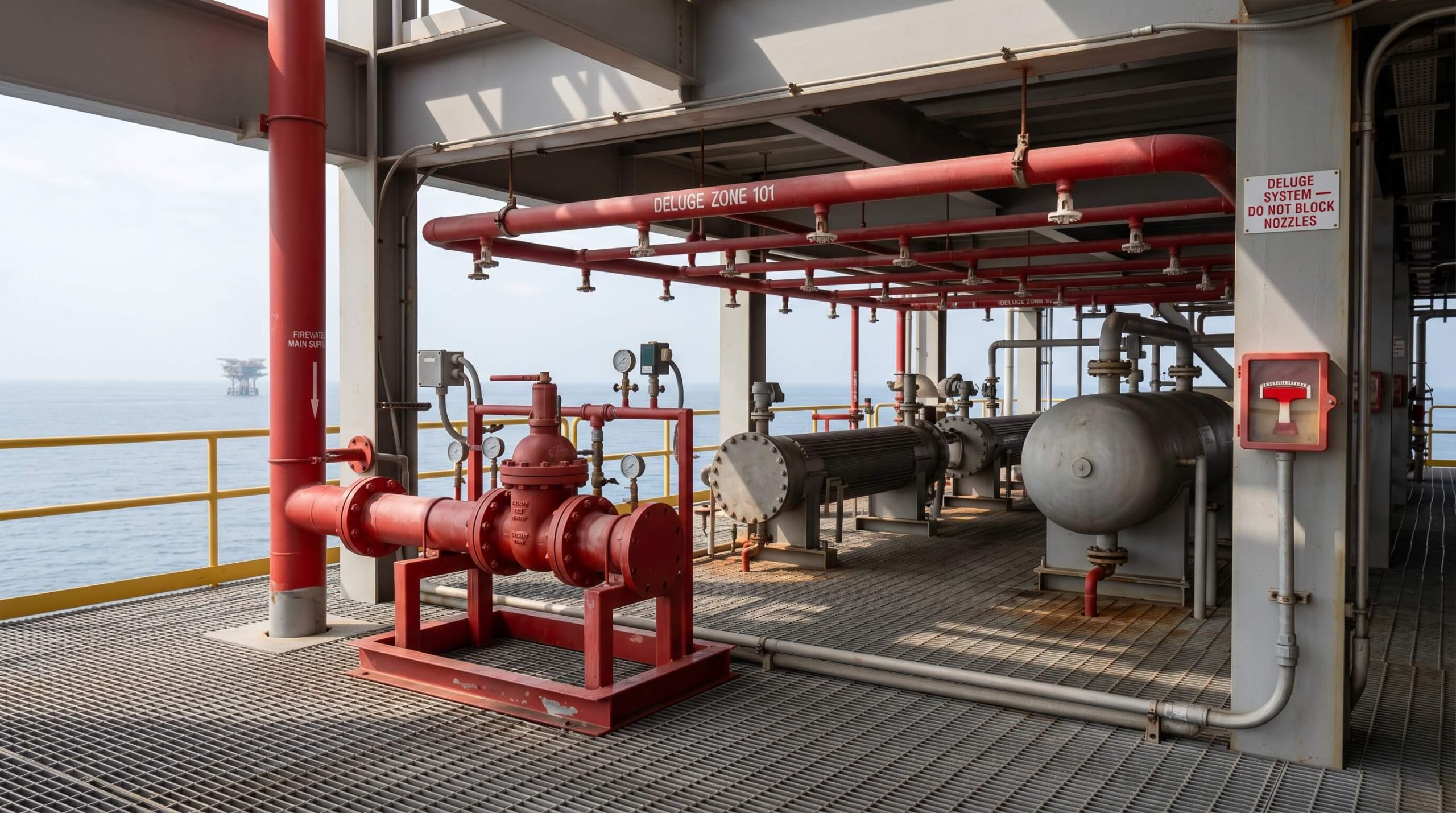 Professional industrial offshore firefighting deluge system