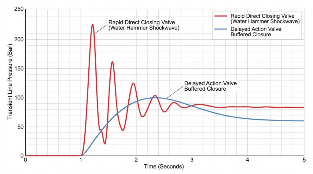 Transient Line Pressure Comparison Between Rapid and Delayed Action Valves