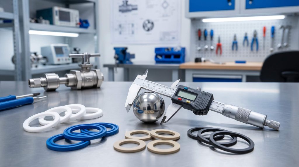 Engineering Test Bench with Valve Components and Precision Instruments