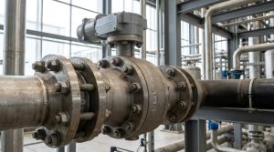 6 butterfly valve bolt size selection for industrial pipeline installation showing a butterfly valve, flange connection, and correctly matched bolts in a real plant environment