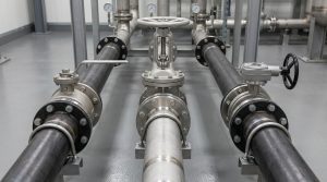 ball valve vs gate valve vs butterfly valve comparison with three industrial valves installed on a piping skid