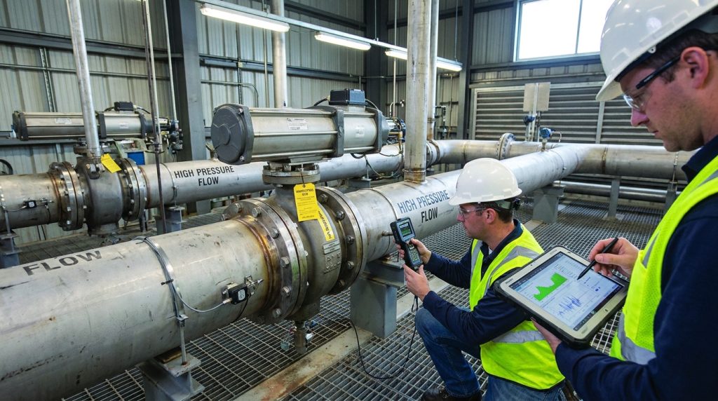 Butterfly valve cavitation and erosion risk scenario in a high-pressure industrial flow system