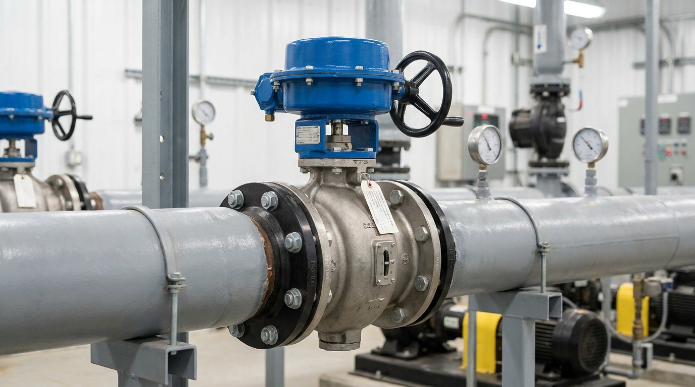Butterfly valve Cv selection in an industrial fluid control system, showing a butterfly valve installed in piping with a realistic process environment and engineering evaluation context.