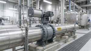 Butterfly valve pressure drop in an industrial pipeline system showing a high-performance butterfly valve installed for efficient flow control and energy management