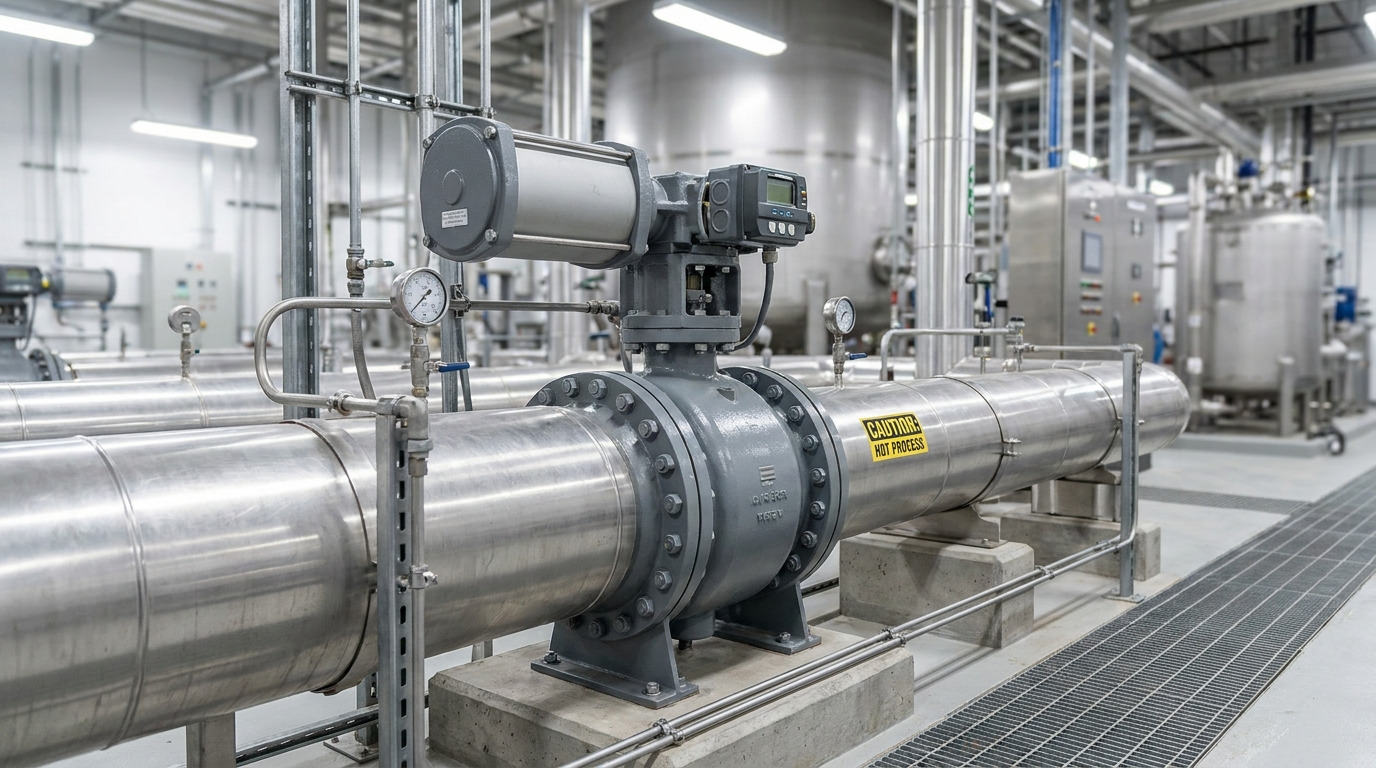 Butterfly valve pressure drop in an industrial pipeline system showing a high-performance butterfly valve installed for efficient flow control and energy management