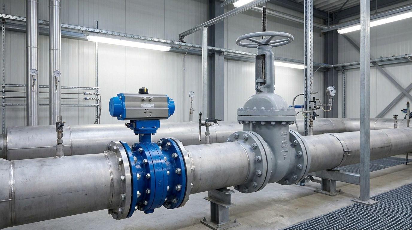 butterfly vs gate valve installed in an industrial pipeline environment showing valve selection for flow isolation and process applications