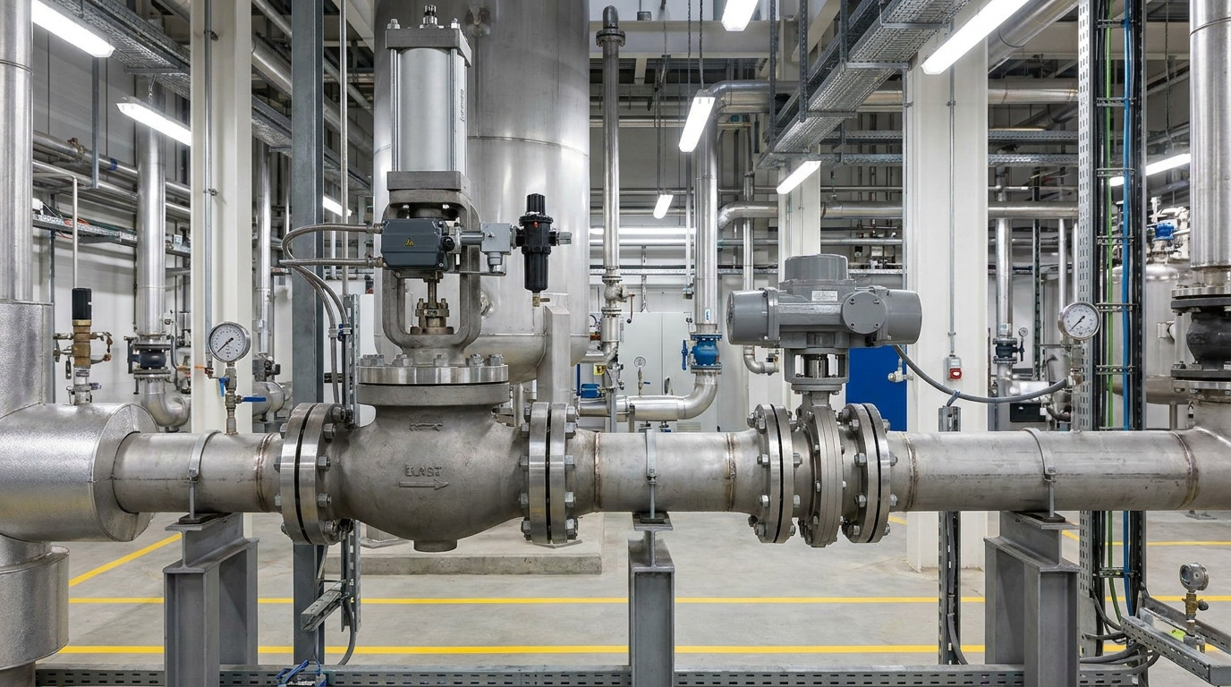 Globe valve vs butterfly valve selection in an industrial flow control system with a globe valve and butterfly valve installed on process piping in a modern plant environment