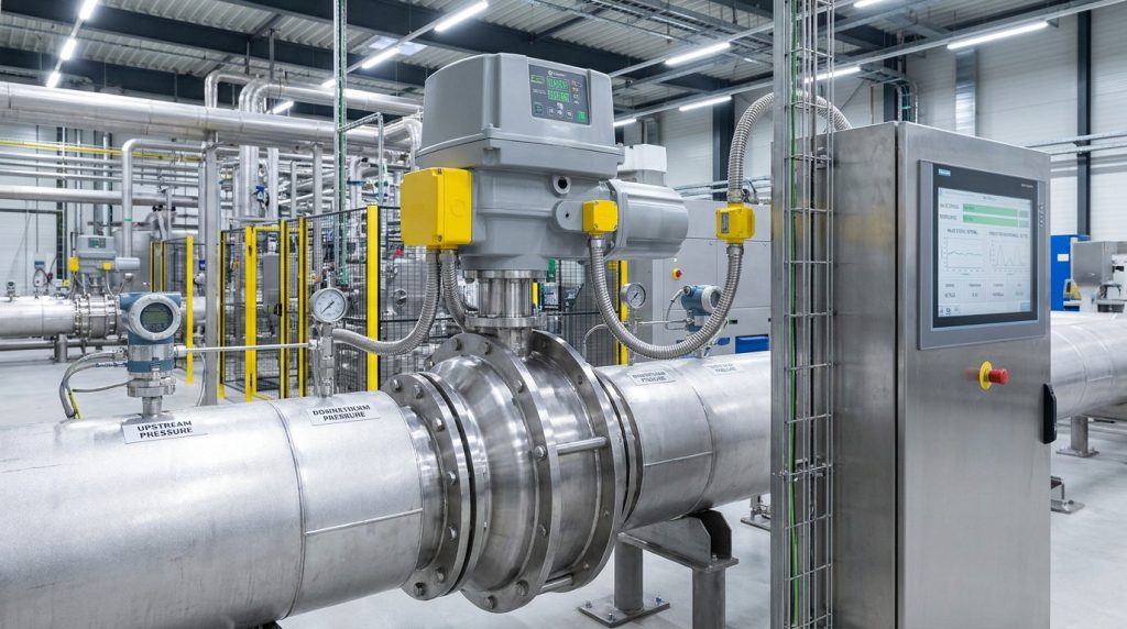 Smart butterfly valve monitoring system with pressure transmitters and actuator diagnostics in a processing plant