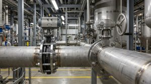 wafer vs lug style butterfly valve installed in an industrial pipeline system showing two valve body designs in a realistic flow control environment