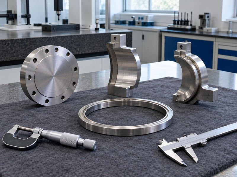 Metal inspection samples arranged in separate workshop trays