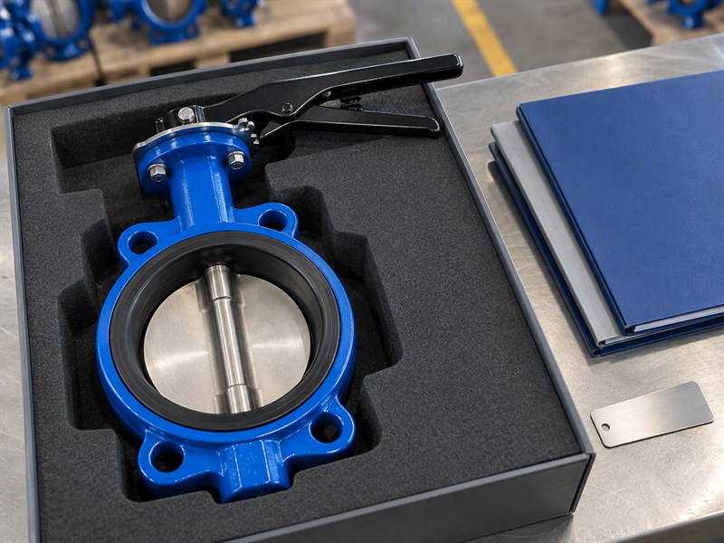 Traceability documents beside an API JIS EN593 butterfly valve