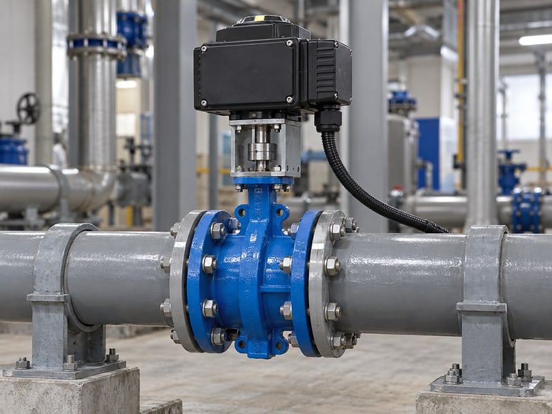 butterfly valve actuator orientation: electric actuator, coupling bracket and downward cable gland