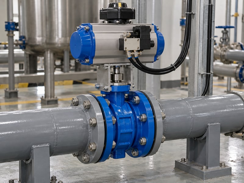 butterfly valve actuator orientation: pneumatic actuator, valve bracket and air lines
