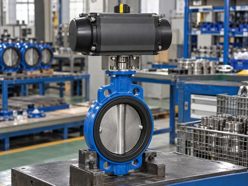 butterfly valve actuator parts - complete pneumatic actuator and butterfly valve assembly