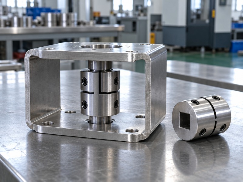 butterfly valve actuator parts - mounting bracket and machined shaft coupling
