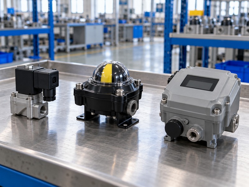 butterfly valve actuator parts - solenoid, position switch box and valve positioner