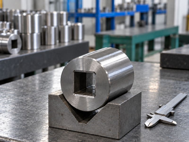 butterfly valve actuator parts - spare shaft coupling prepared for dimensional inspection