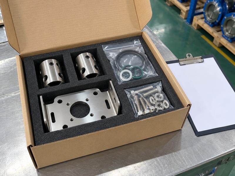 butterfly valve actuator parts - spare components prepared for protective export packing