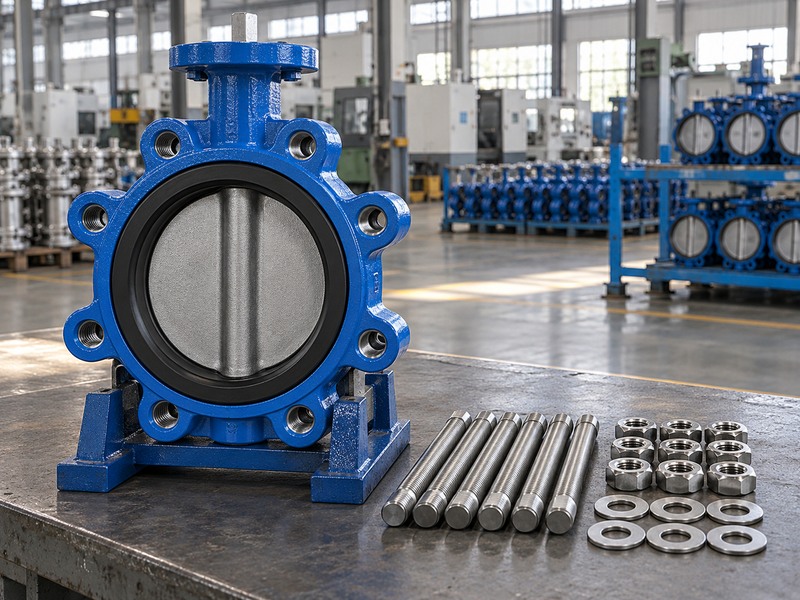 Butterfly valve bolt size chart review with a lug body and separate studs