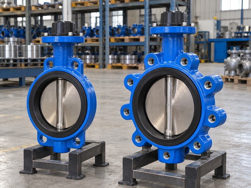 butterfly valve company news: wafer and lug butterfly valve constructions on separate stands