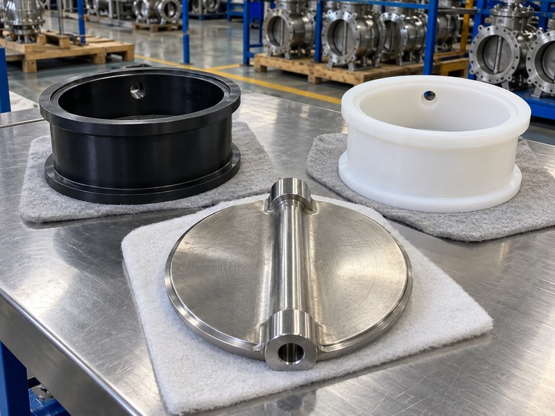butterfly valve dn80 — unbranded metallic disc and two separate seat sleeves