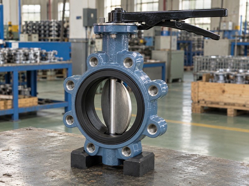 butterfly valve dn80 — standalone threaded-lug valve photographed without any piping or pressure