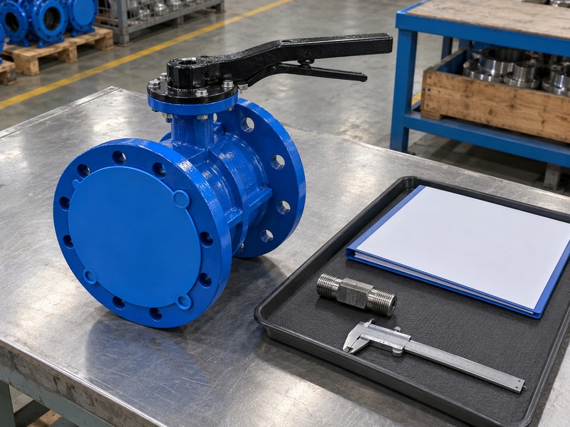 butterfly valve dn80 — flanged valve receiving inspection with a blank folder and separate gauge tools