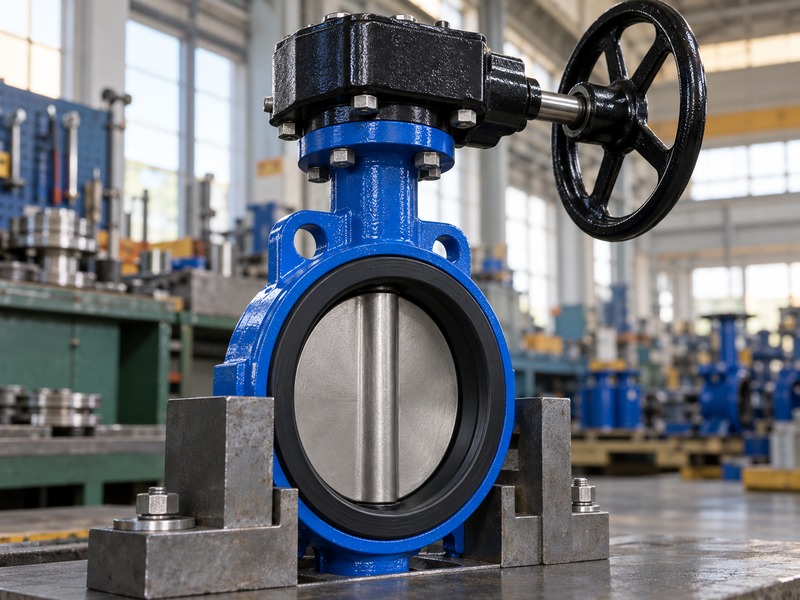 butterfly valve handwheel dimensions: gearbox mounting flange and fastener access
