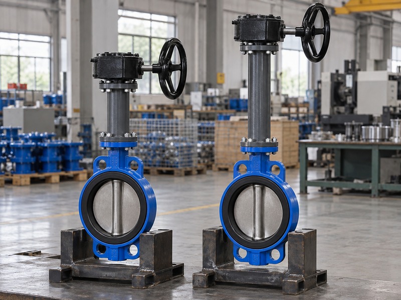 butterfly valve handwheel extension: separate short and longer supported extension assemblies