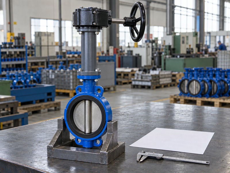 butterfly valve handwheel extension: extension assembly prepared for dimensional review