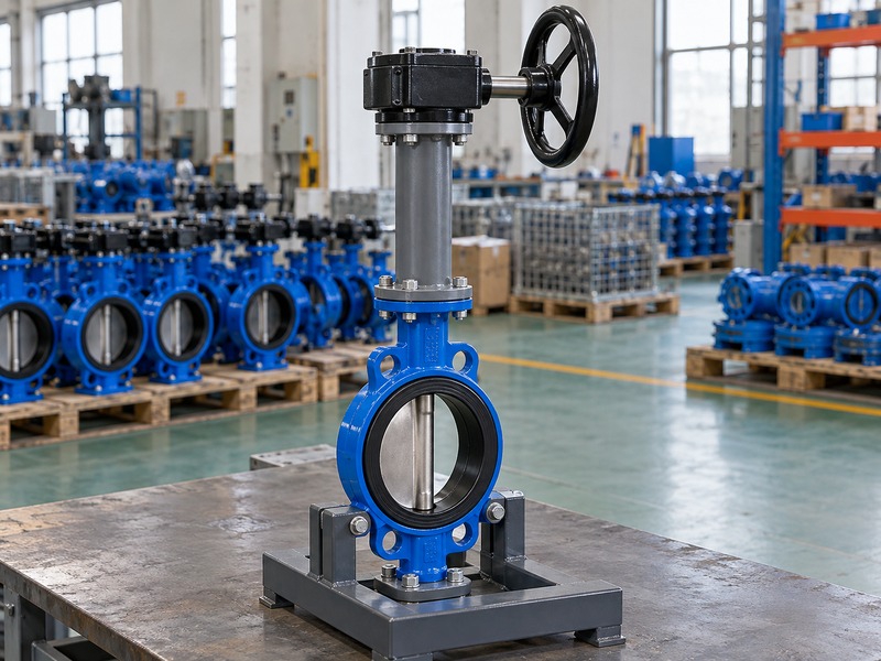 butterfly valve handwheel extension: unpressurized extension assembly with partly open disc
