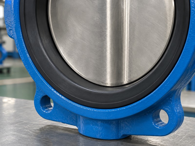 butterfly valve inside illustration showing a generic closed disc edge contacting a continuous resilient seat