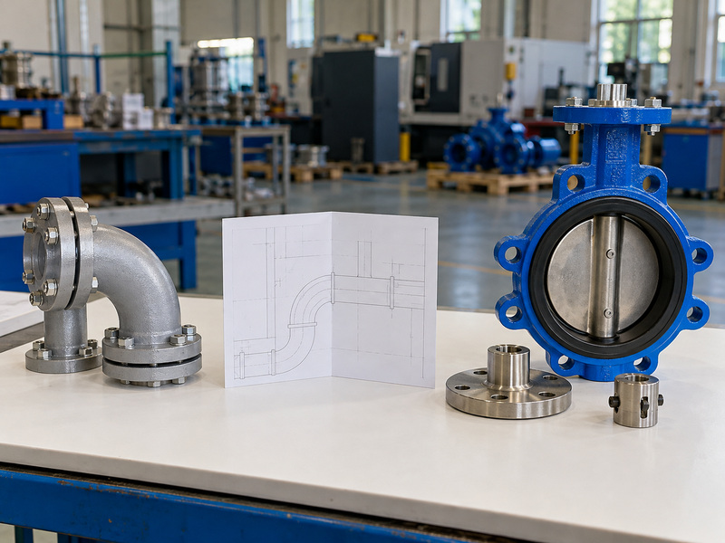 Pipe bend, drawing and mounting parts compared for butterfly valve isometric symbol interpretation