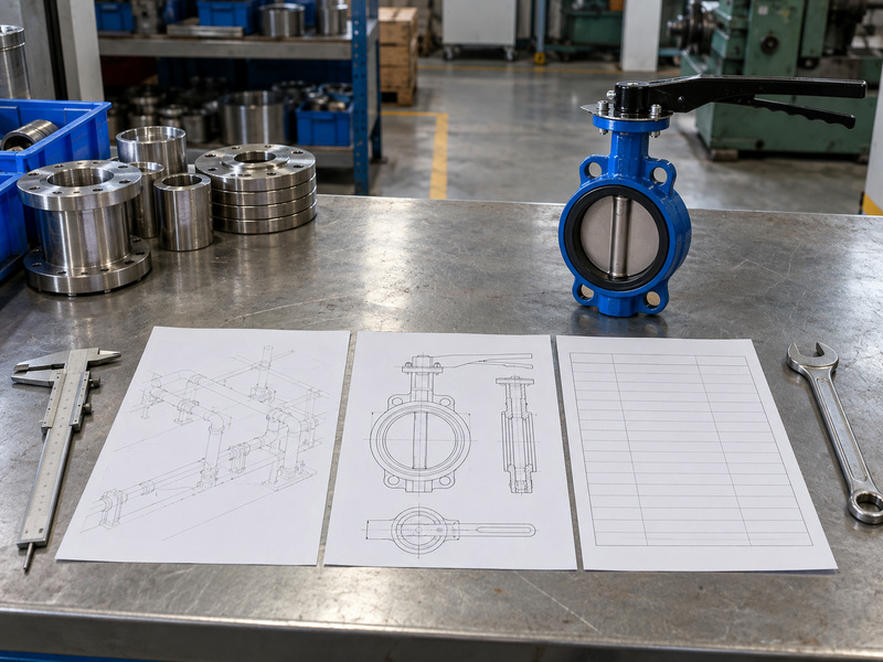 Valve, dimensional drawing and parts sheet for butterfly valve isometric symbol specification review