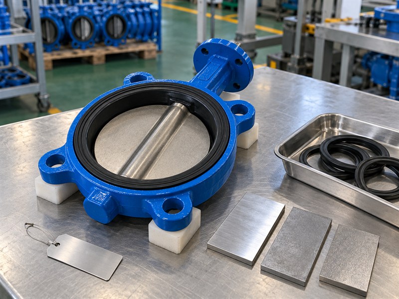 Material samples and records for a butterfly valve JIS 10K inspection