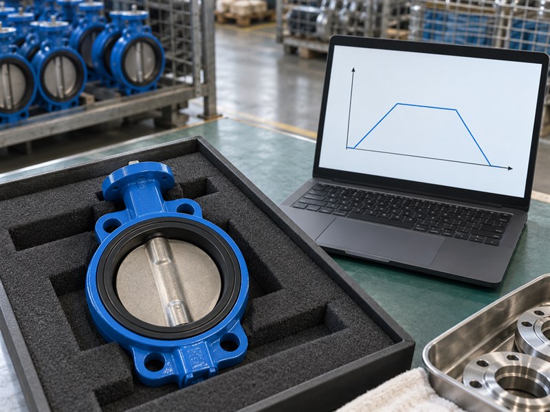 Conceptual pressure-test record review for a butterfly valve JIS 10K
