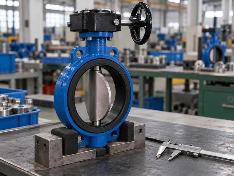 butterfly valve manufacturer: wafer butterfly valve and dimensional inspection tools.