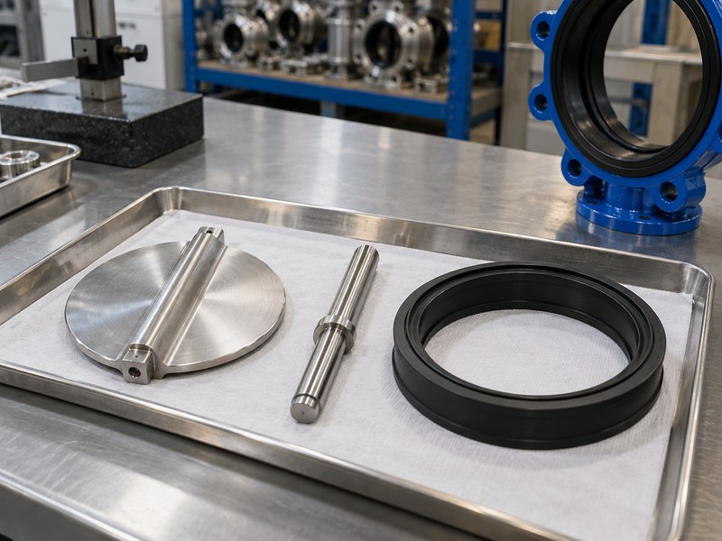 butterfly valve manufacturer: separate disc, shaft and seat components.
